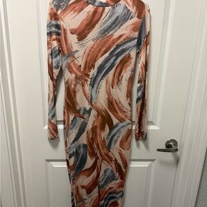 Fashion Nova Multicolor Long Sleeve Dress